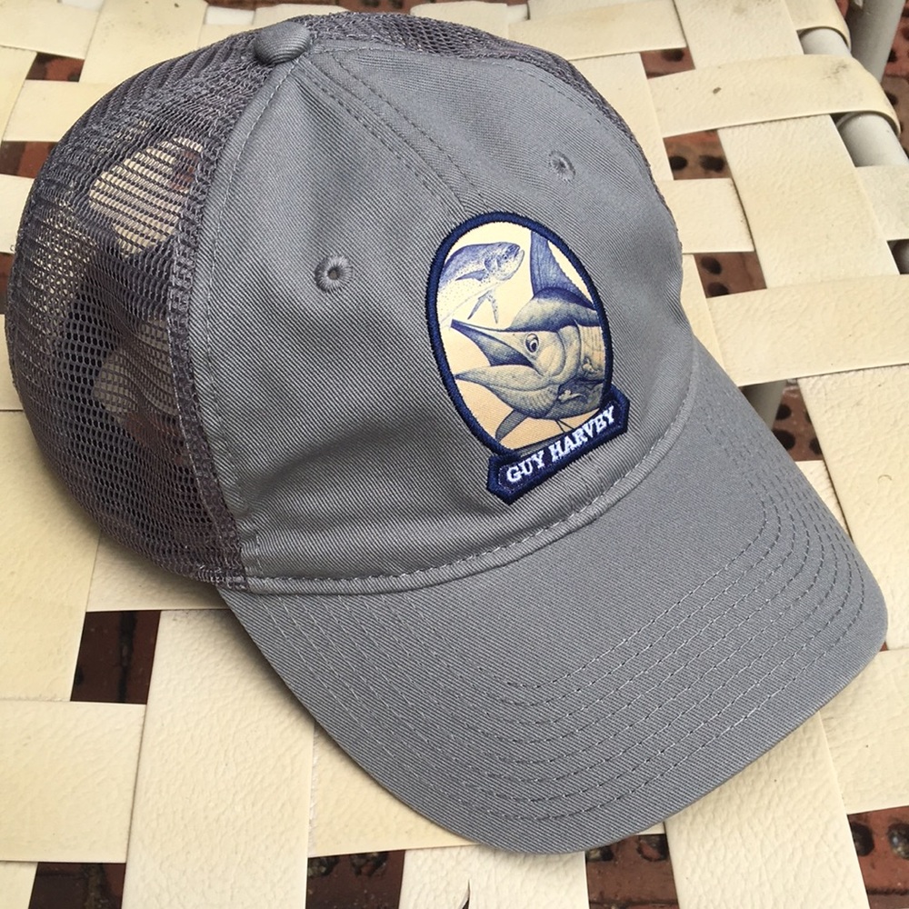 Guy Harvey saltwater Fishing Hat 6 panel mesh back adjustable back strap cap